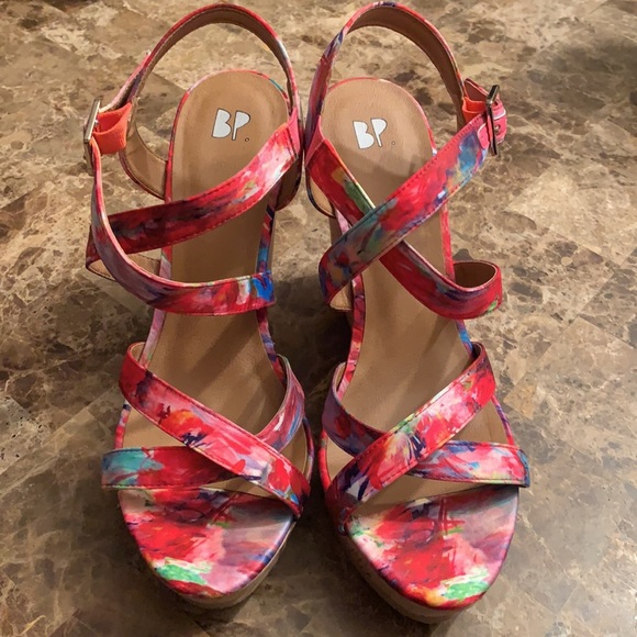 BP. Cute Cork Platform Wedge Sandals! Size 8 - Picture 2 of 6